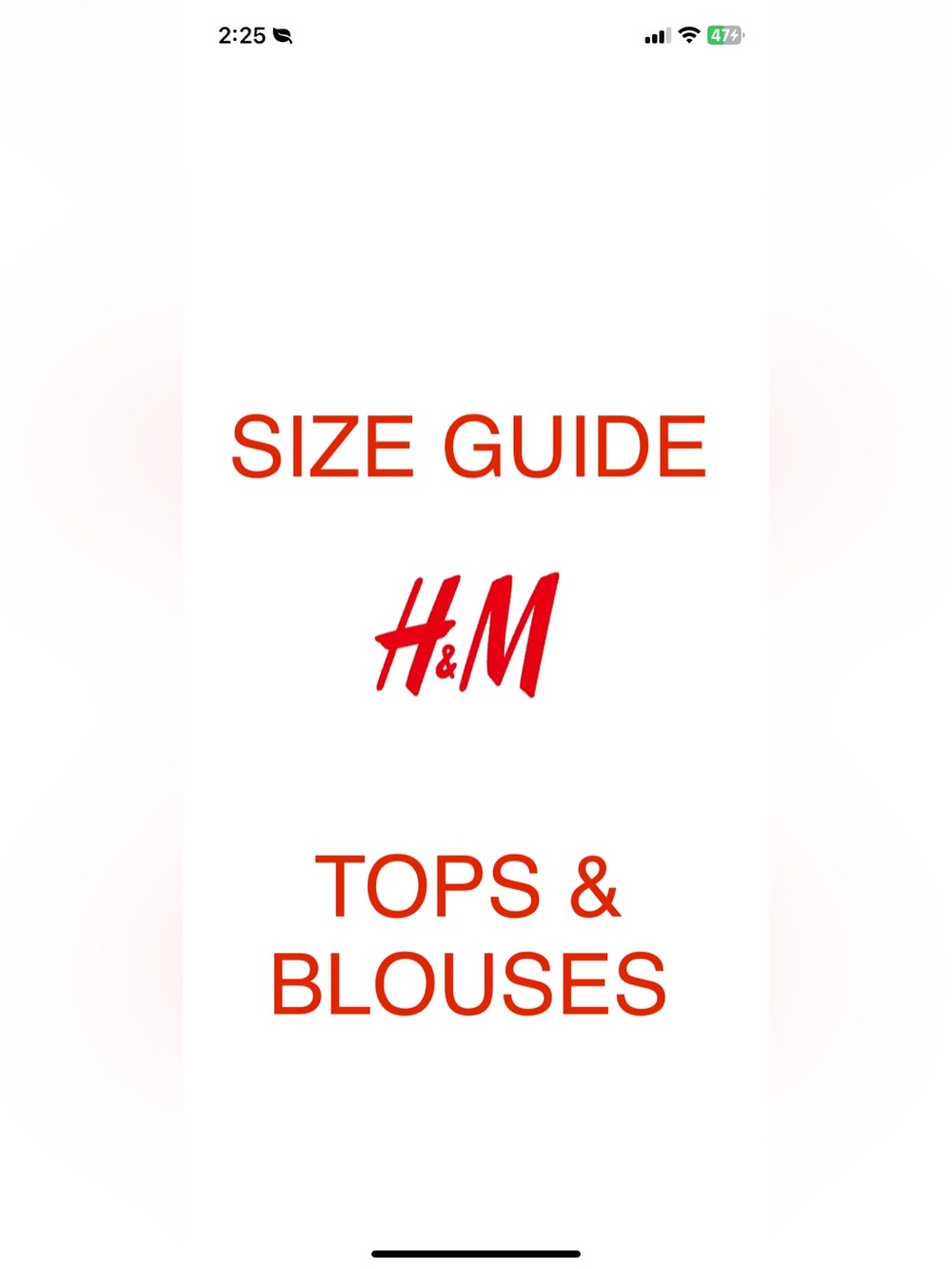 H&M BLOUSE AND TOPS SIZE GUIDE 
- Women's Tops Size Range (XXS - S)